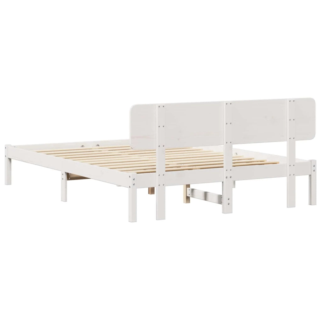 Struttura del letto Bianco 150 x 200 cm Pino massello 872102
