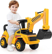 Escavatore a Spinta Cavalvabile per Bambini, Ruspa Giocattolo con Benna da Scavo Suono e Spazio di Stoccaggio, Veicolo da Costruzione per Bambini 19-36 Mesi (Stile 4)