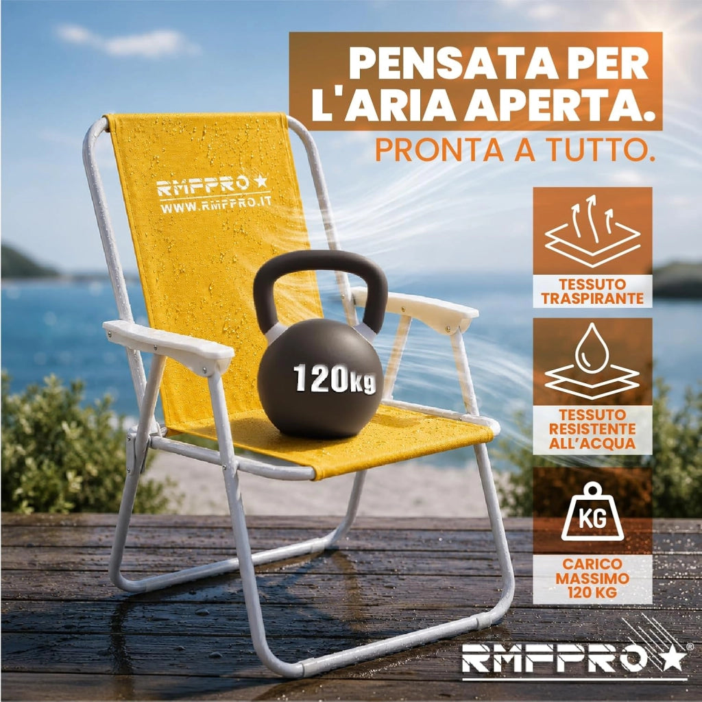 RMF PRO SET 4 SEDIE PIEGHEVOLE DA SPIAGGIA GIALLA