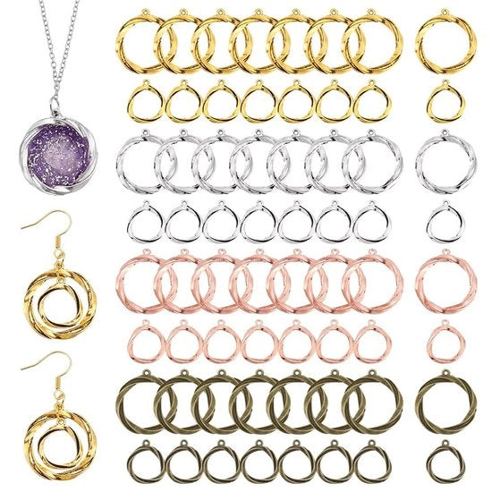 Set di 80 Hangers a Bezel Aperto a Forma di Cerchio per Gioielli