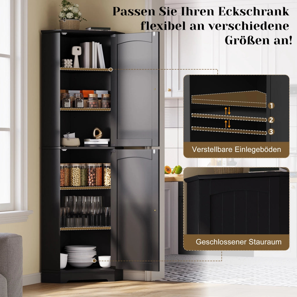 Armadio angolare con 2 ante e ripiani regolabili; 42 x 42 x 166 cm; in MDF nero