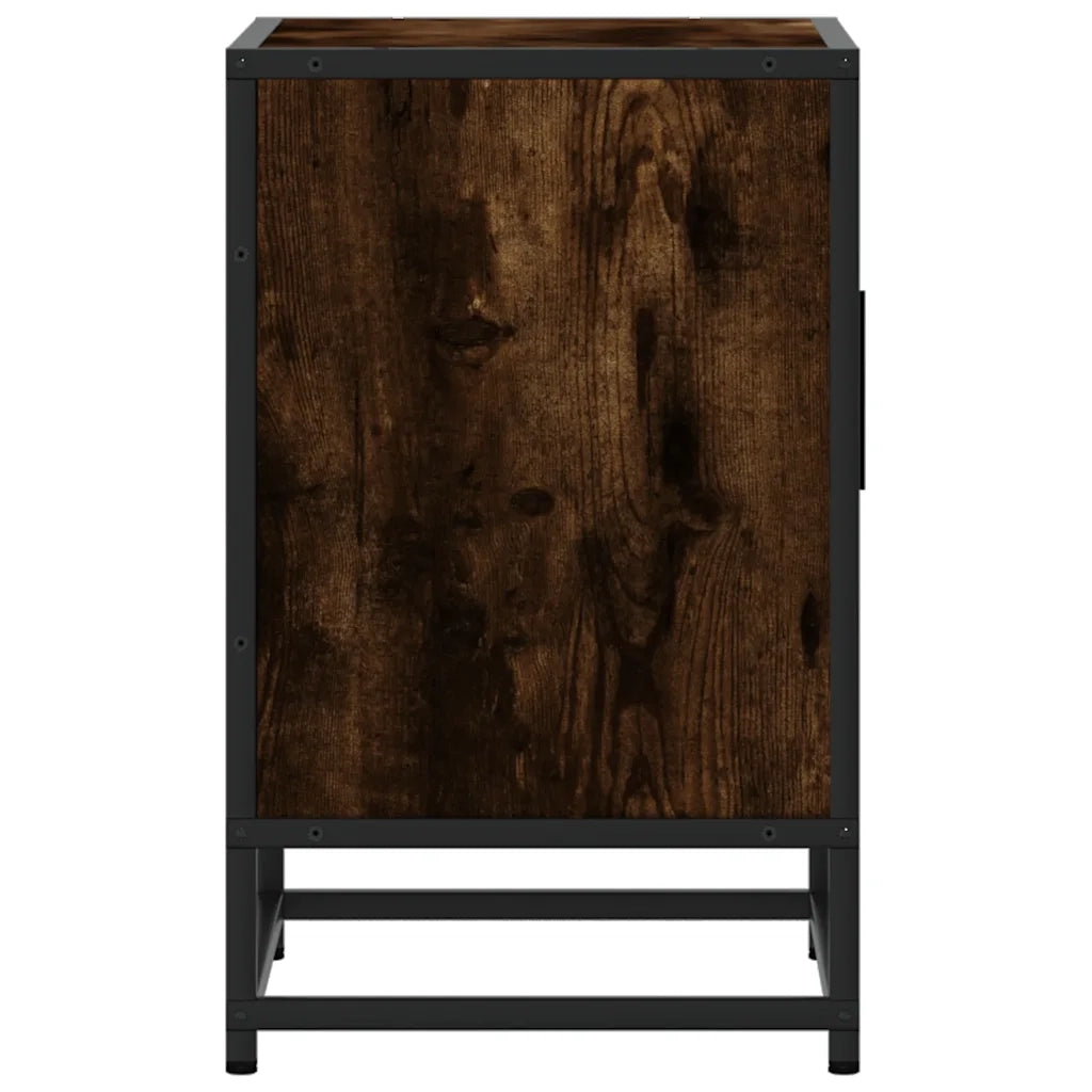 Comodini Rovere Fumo 2 pz 40x31x50 cm Legno Multistrato Metallo 848714