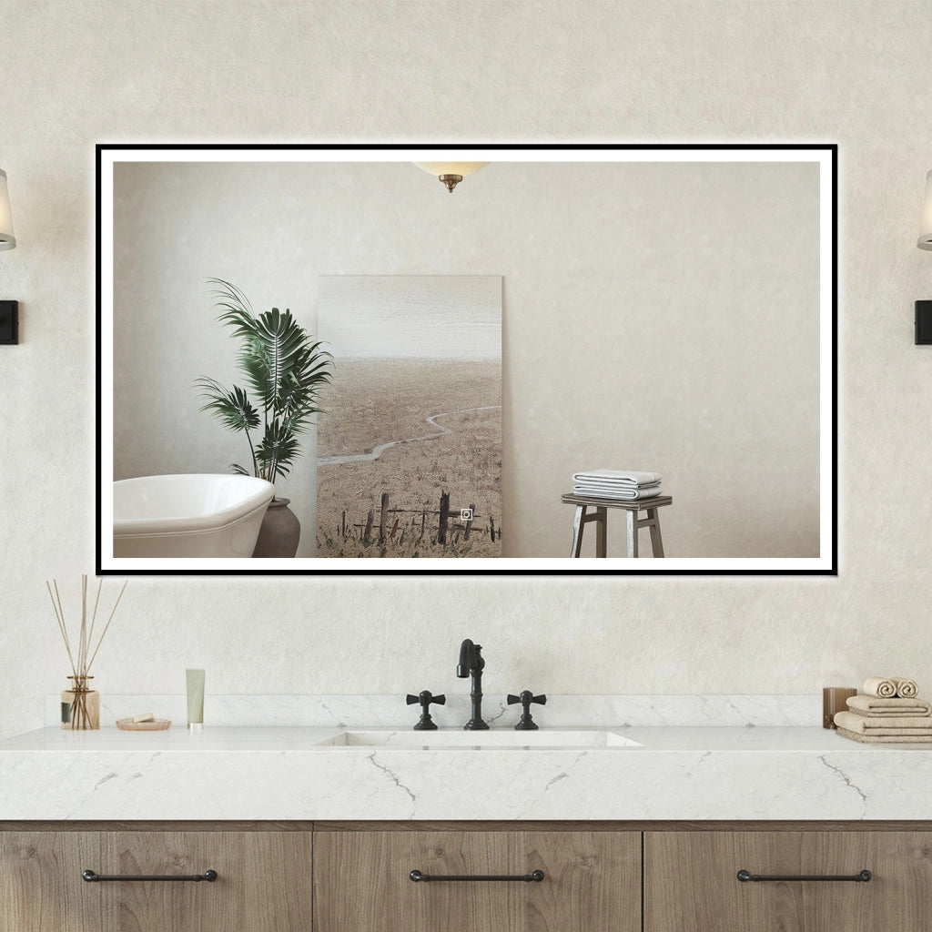Specchio bagno Rettangolare 100x60cm Retroilluminato Con Led, Antiappannamento + 3 Luci