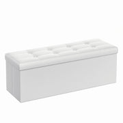 Panca Contenitore Pieghevole in Similpelle Bianca 110cm