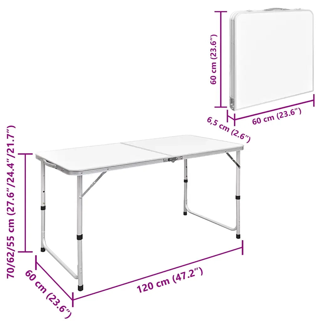 Tavolo da Campeggio Pieghevole Alluminio Regolabile 120x60 cm CFW5952150