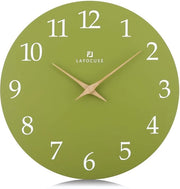 Orologio da Parete in MDF 30cm a Motore Silenzioso, Verde Oliva, Senza Batteria, Orologio da Parete Moderato, Facile da Leggere per Camera da Letto, Cucina, Ufficio