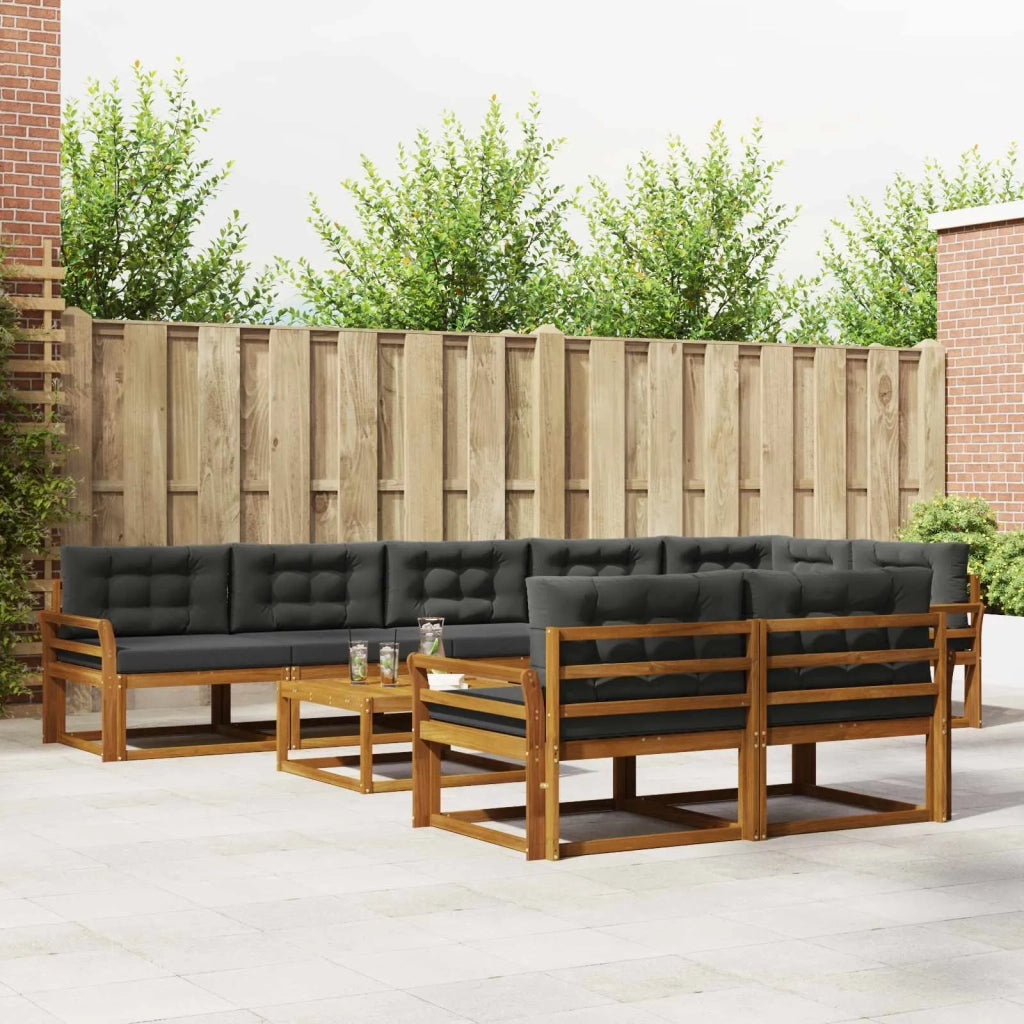 Set di divani da esterno con cuscino 9 pcs Naturale e Antracite