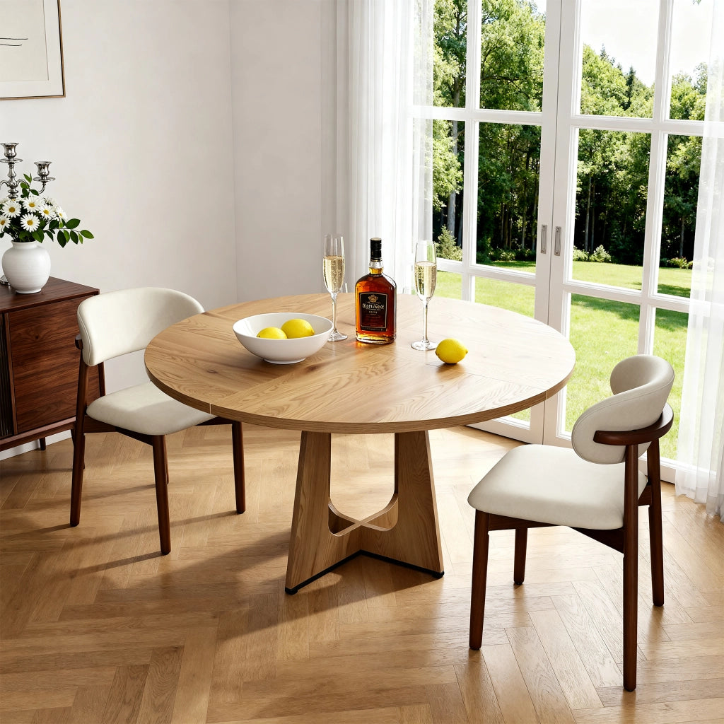 SEDIA Set da 2 pezzi con schienale ergonomico in PU bianco e legno di quercia color noce