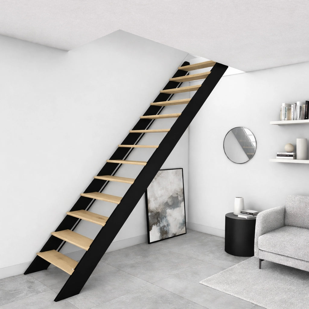 SPECTRA - Scala dritta in legno con LED integrati, nera