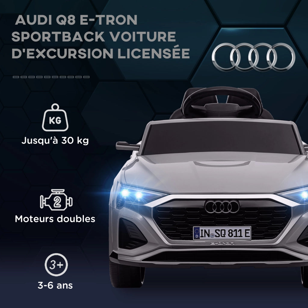 Auto elettrica per bambini Audi Q8 e-tron Sportback 12V telecomando, fari ¨C zephmum ¨C Grigio