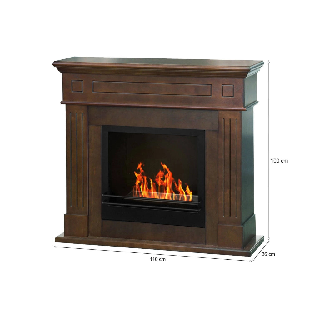 Camino a bioetanolo Aradeo, Caminetto ecologico, Focolare senza fumo, Riscaldatore ad etanolo, Made in Italy, 110x36 h100 cm, Bronzo