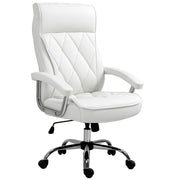 Sedia da ufficio ergonomica con seduta girevole e regolabile in altezza ¨C Zephmum ¨C Bianco, similpelle, trama romboidale