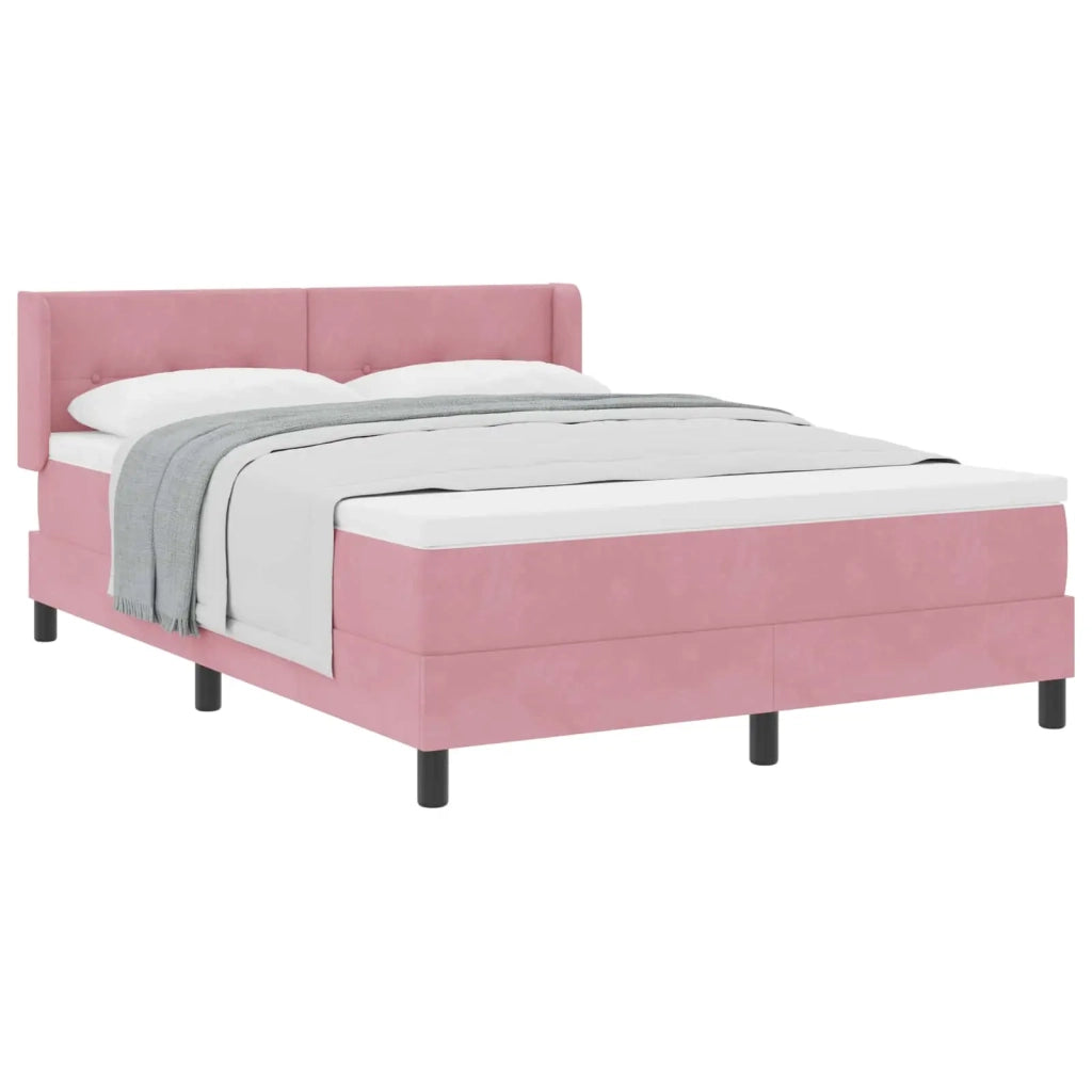 Letto a molle con testiera Rosa 200 x 140 cm Velluto 3341473