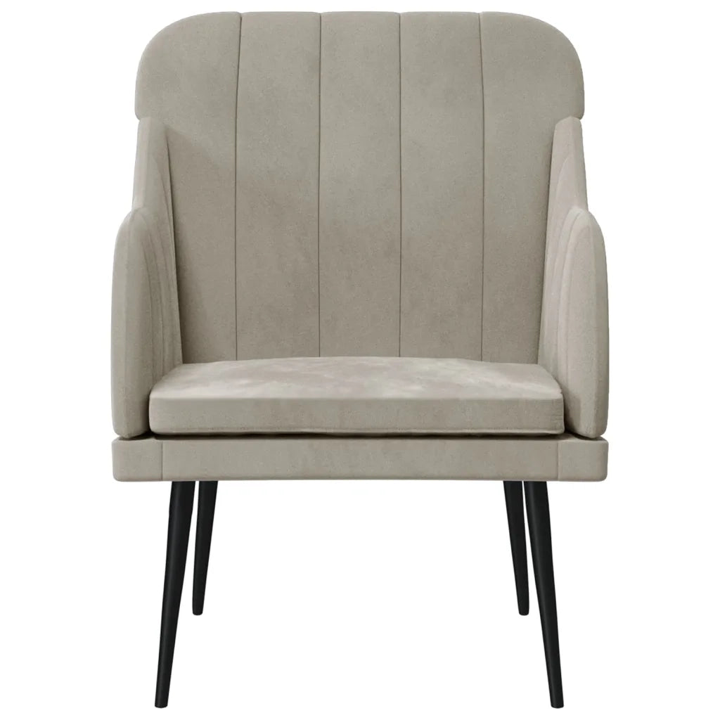 Poltrona-Divano Sedia-Poltroncina Grigio Chiaro 63x76x80 cm Velluto 253337