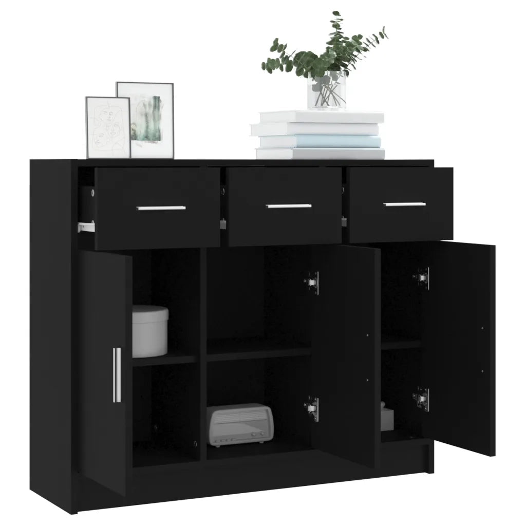 Credenza Nera 91x28x75 cm in Legno Multistrato 823009