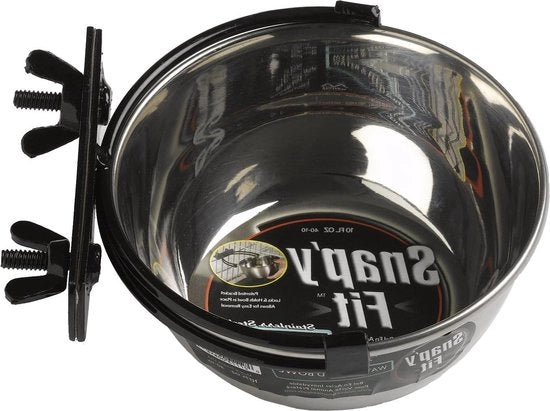 Piatto da Cibo per Animali da Giardino in Acciaio Inox da 10 oz - Argento - Fissato con Retino - Per Cani e Gatti - Modello 40-10
