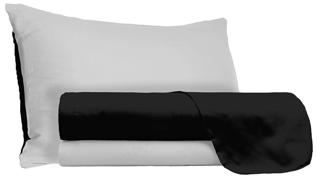 Set Lenzuola Sopra Sotto e Federe Doubleface Nero/Grigio Chiaro Matrimoniale