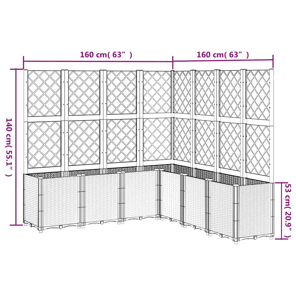 Fioriera Giardino con Traliccio Grigio Blu 160x160x140 cm PP 367881