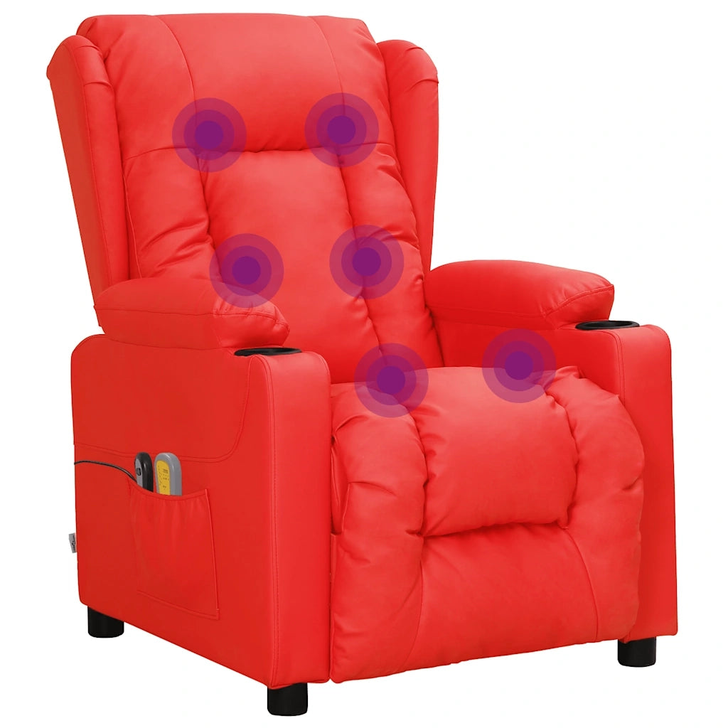 Poltrona Massaggio Elettrica Rosso Similpelle 3098813