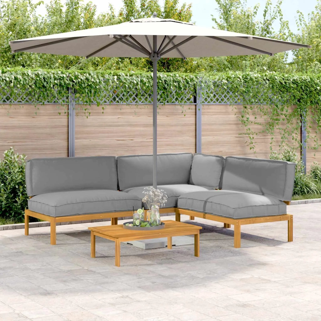 Set di divani con cuscino 4 pcs Grigio Legno di Acacia Massello