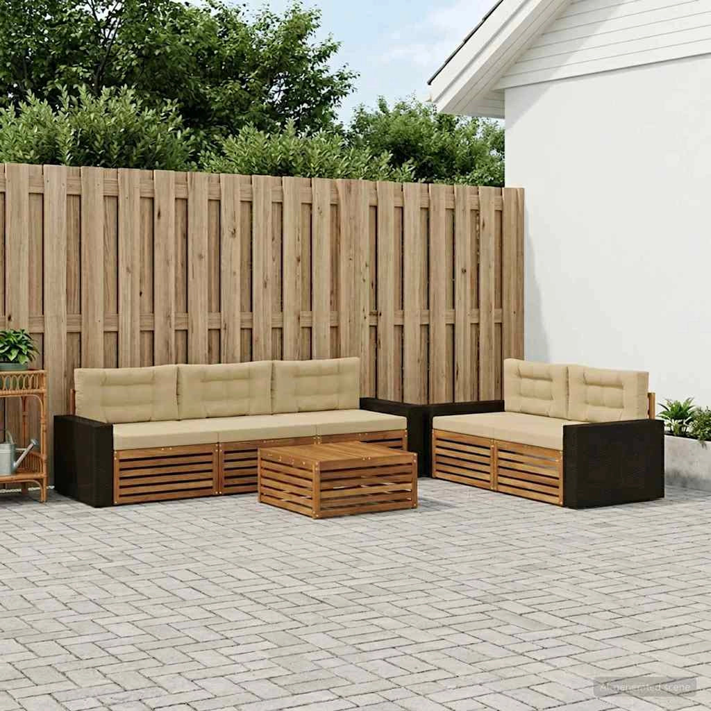Set di divani da esterno 6 pz Naturale e Beige 3383036