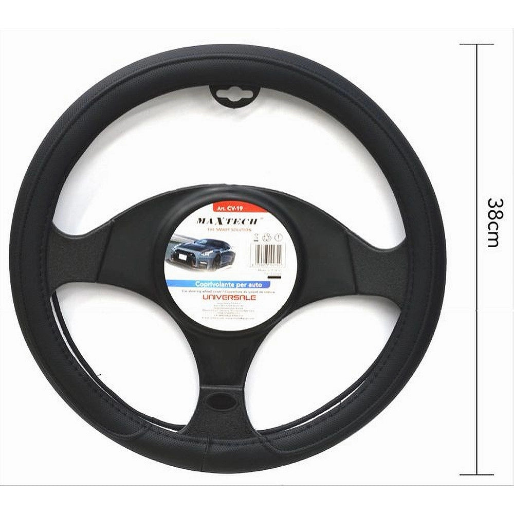 Trade Shop - Coprivolante Universale Auto Copertura Fodera Protezione Sterzo 38cm Nero Cv-19 -