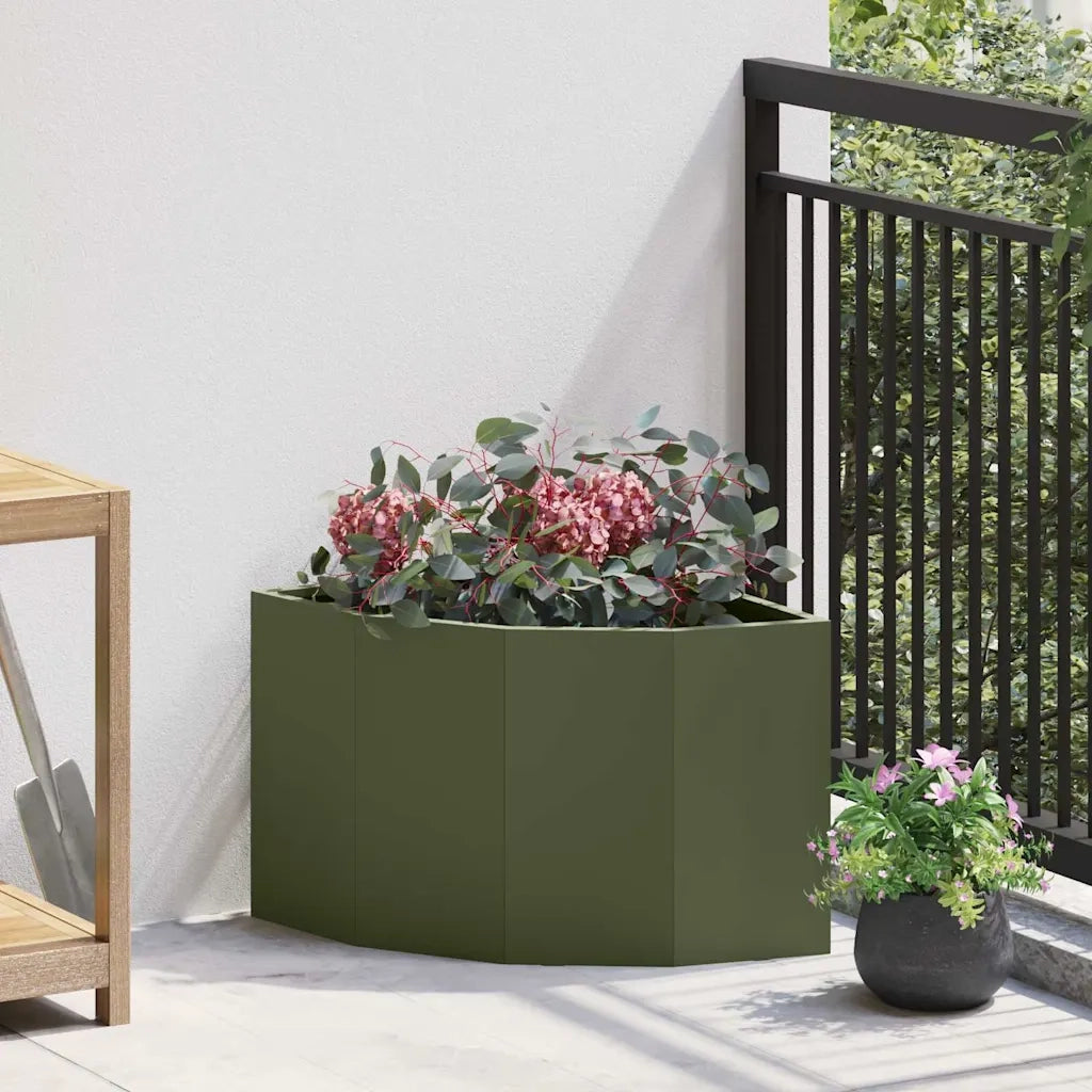 Vaso d'angolo Oliver verde 45 x 45 x 35 cm Acciaio