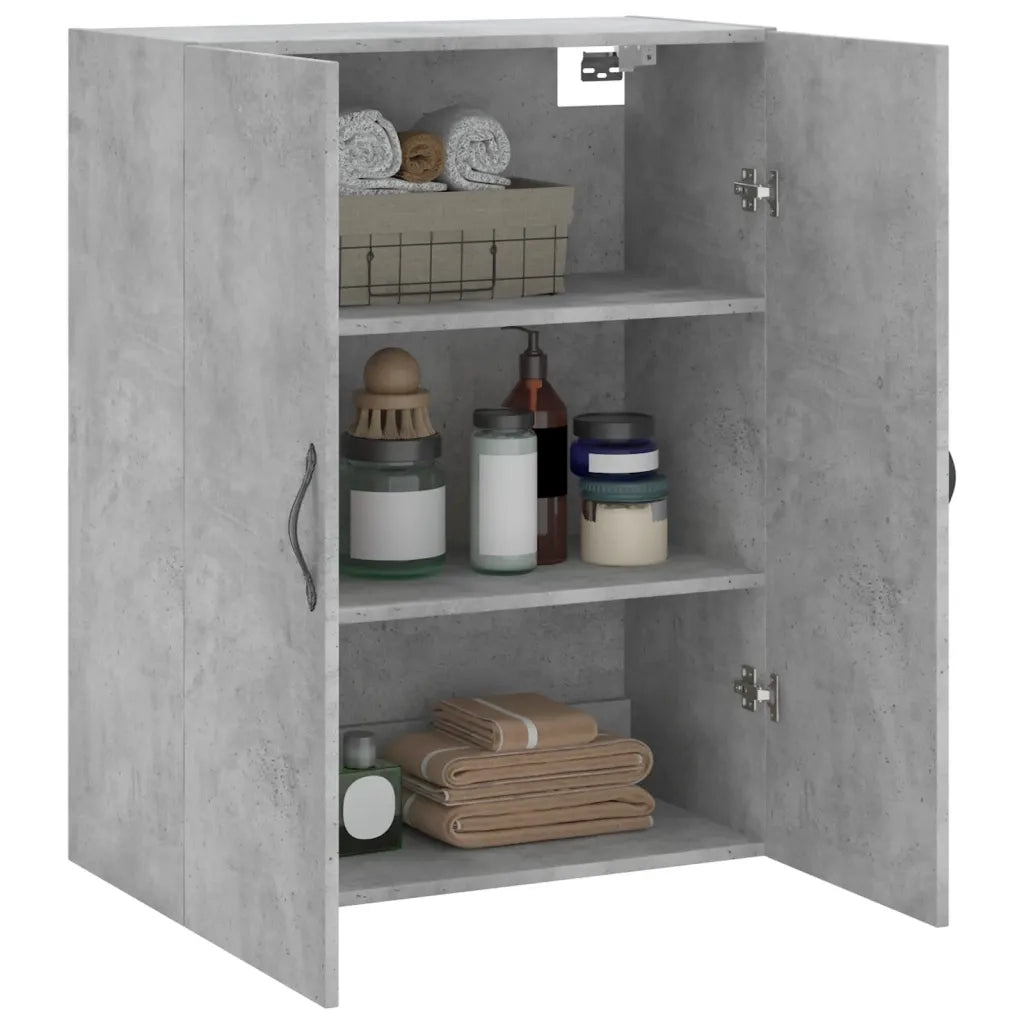 Armadietto a Muro | Mobile a Parete Grigio Cemento 69,5x34x90 cm Legno Multistrato