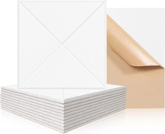 Pannello Acustico per Isolamento Acustico - Pannello per Parete Fibrotech - Isolamento Acustico per Camere - 30 x 30 x 1 cm - Autoadesivo - Isolamento Acustico - Bianco