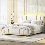 Letto contenitore 160x200 cm con sollevamento idraulico; velluto beige