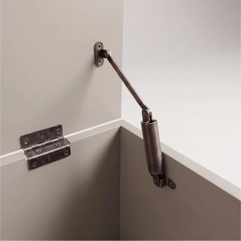 Kura - Cassapanca contenitore 100x50x40 cm Portaoggetti con Cerniere di Sicurezza e con Cassettiera in Legno Tortora