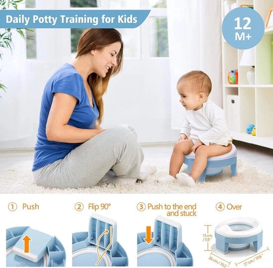 Sedie per il bagno 3-in-1 - Allenatore di igiene - Portatile - WC Trainer - Sedile con protezione - Adatto per bambini maschi e femmine - Protezione per la zona intima