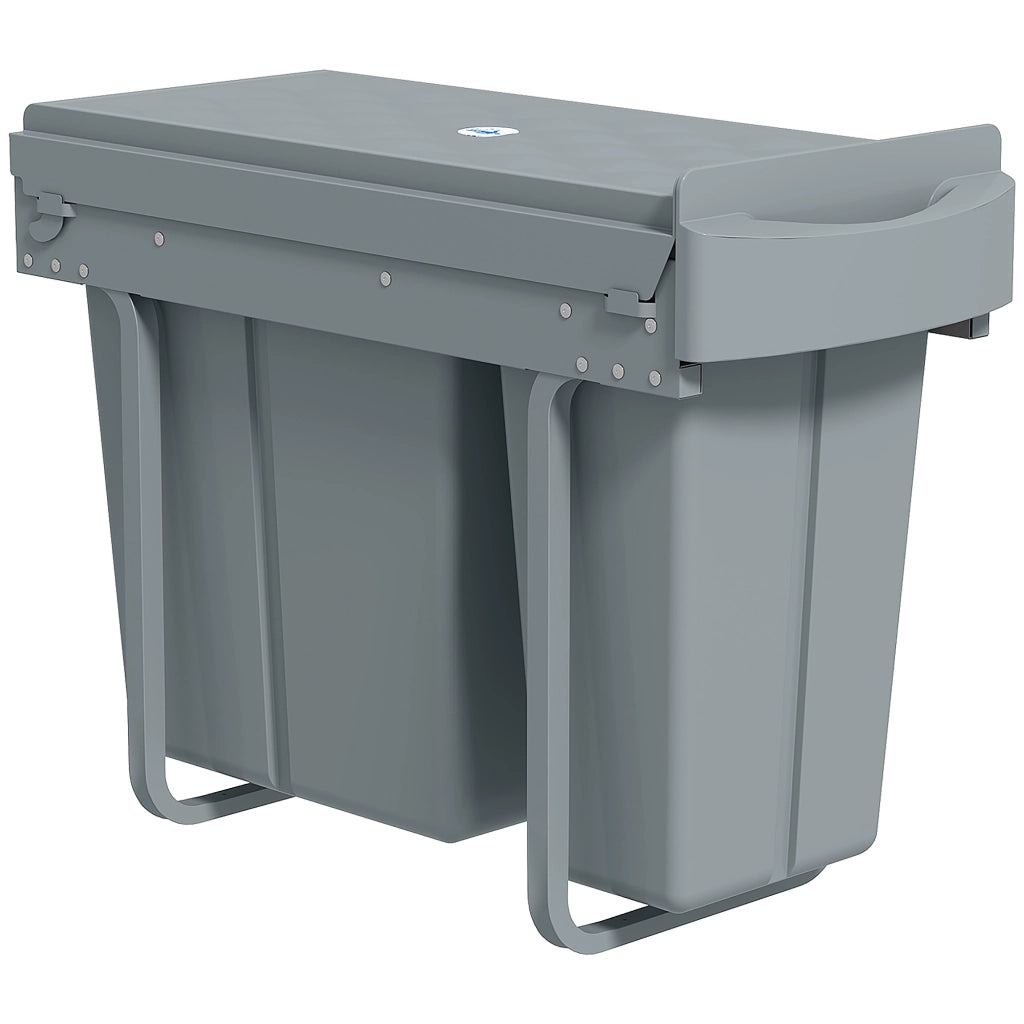 Cestino da cucina scorrevole 30L con 2 compartimenti ¨C zephmum ¨C grigio 52x26x40,8cm