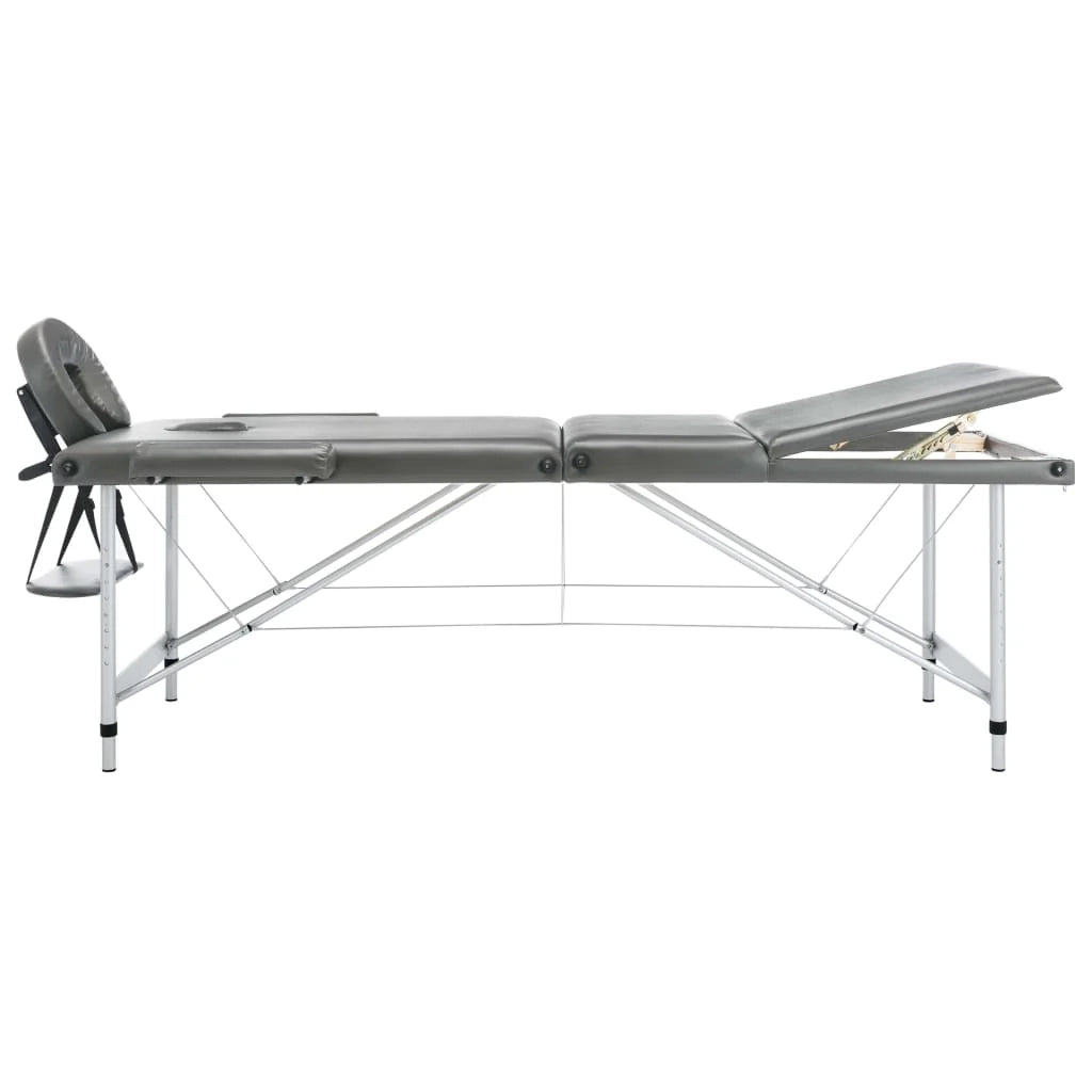 Lettino da massaggio a 3 zone struttura in alluminio panca per massaggi poggiatesta braccioli regolabili lettino da massaggio pieghevole portatile antracite 02_0001798