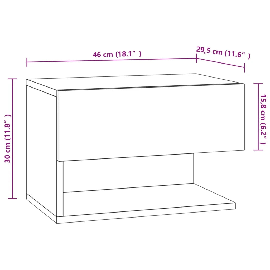 Comodino a Muro Grigio Cemento in Legno Multistrato cod mxl 57891