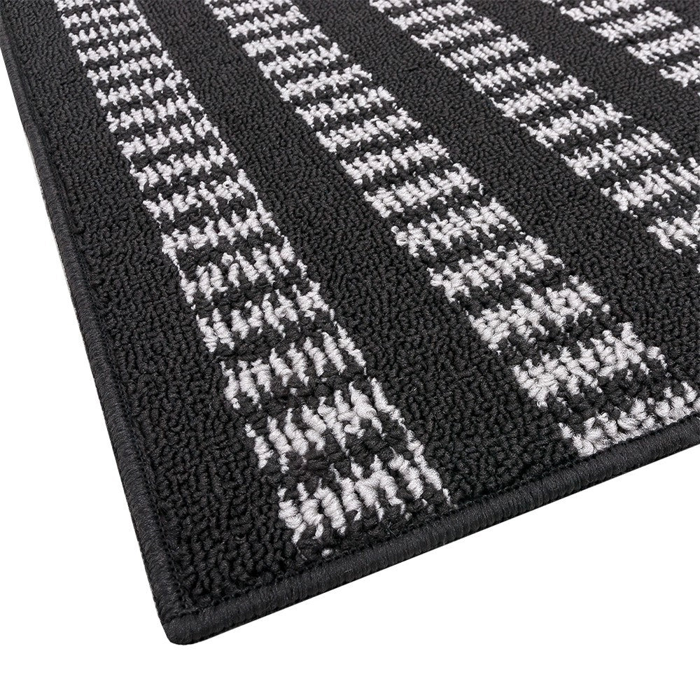 Tappeto Cucina Morbido 3D Assorbente Lavabile Antiscivolo Passatoia Bordata A Righe 57x40 Nero