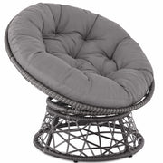 Poltrona Relax Girevole Da Esterno Con Cuscino Imbottito Seduta Rotazione 360 Gradi Per Giardino 64 x 80.5 Cm Grigio