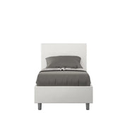 Letto singolo con rete imbottito 80x190 similpelle bianco Adele
