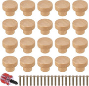 Set di maniglie in legno per armadi e cassetti - Maniglie, maniglioni e maniglie per cassetti con viti - 35mm