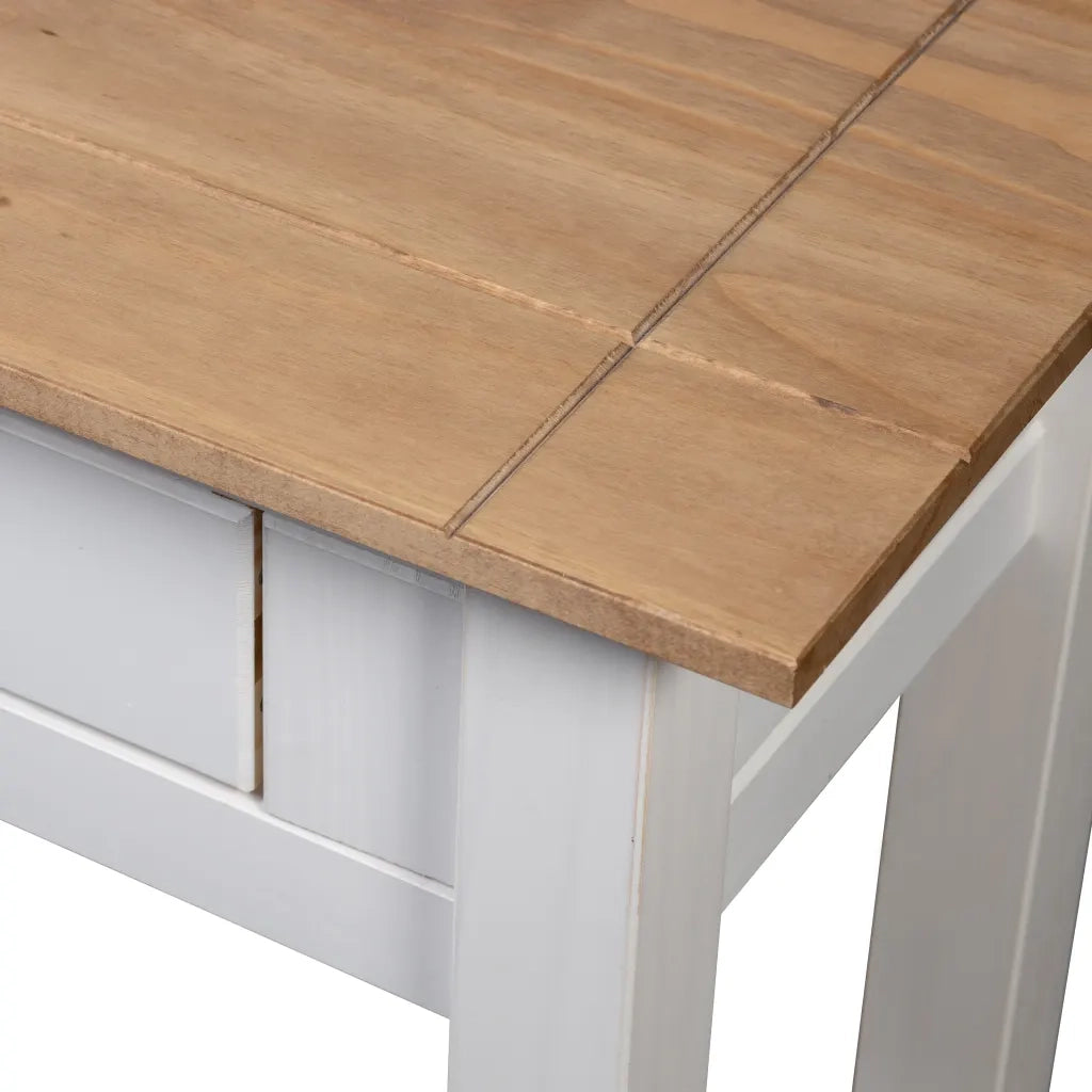 Tavolo Consolle Bianco 110x40x72 cm Legno Massello Pino Panama 282681