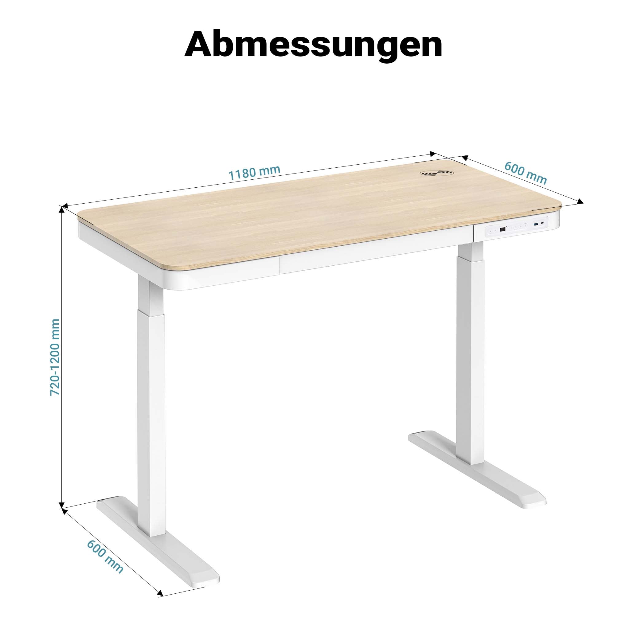 Scrivania motorizzata regolabile in altezza con stazione di ricarica e motore singolo, Standing desk