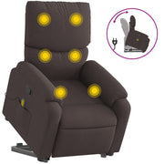 Poltrona | Sedia Relax Alzapersona Massaggi Reclinabile Marrone Scuro Tessuto