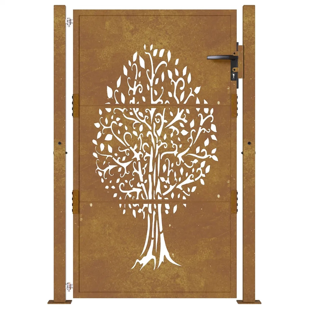 Cancello da giardino 100x150 cm in acciaio Corten con design ad albero 153163