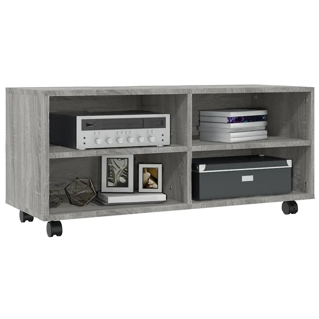 Mobile TV con Ruote Grigio Sonoma 90x35x35cm Legno Multistrato cod mxl 23899