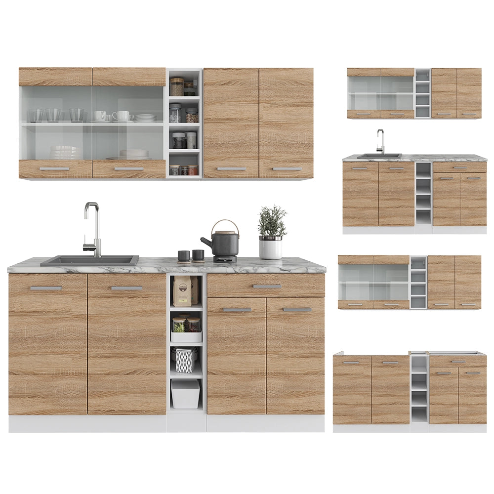 Vicco Cucina completa Sonoma/Bianco 160 cm , PL Antracite
