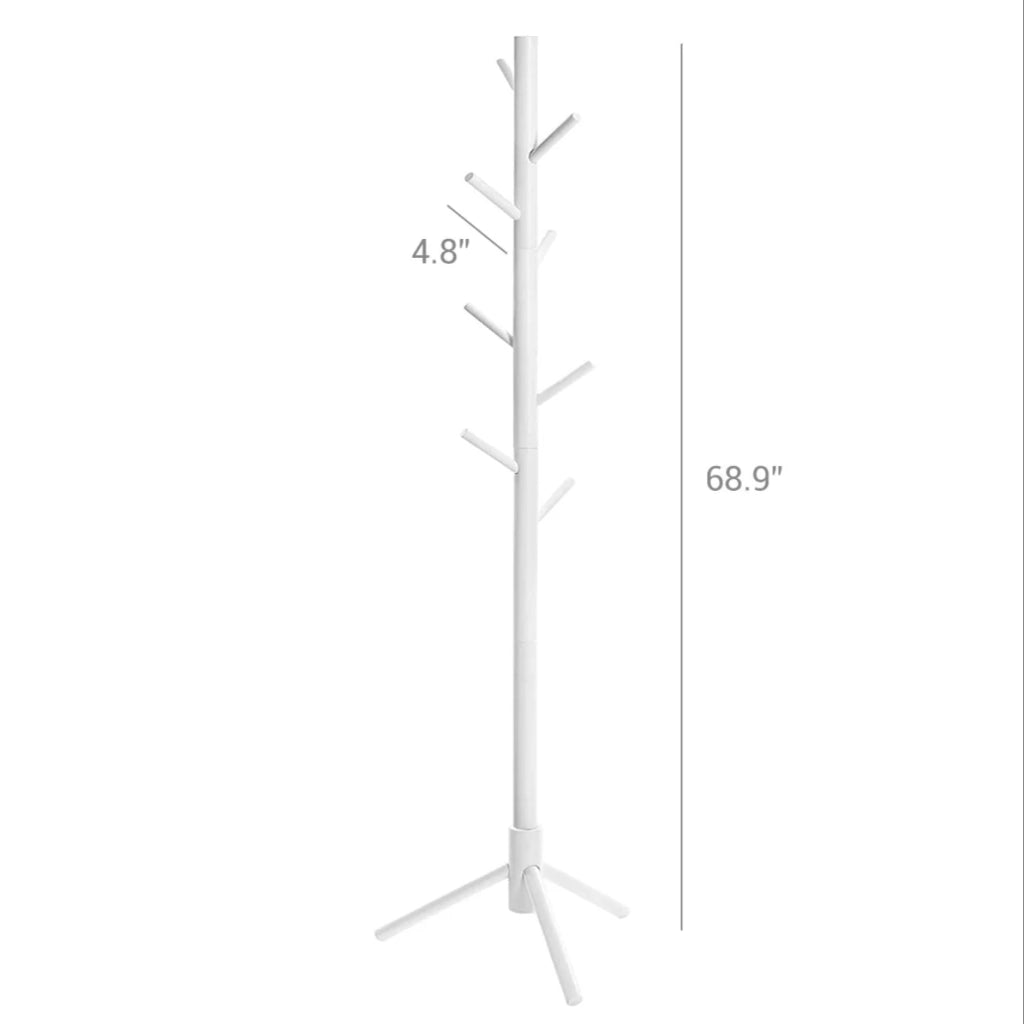 Appendiabiti in legno massello con 8 ganci per vestiti borse e giacche per ingresso/corridoio bianco 12_0007118