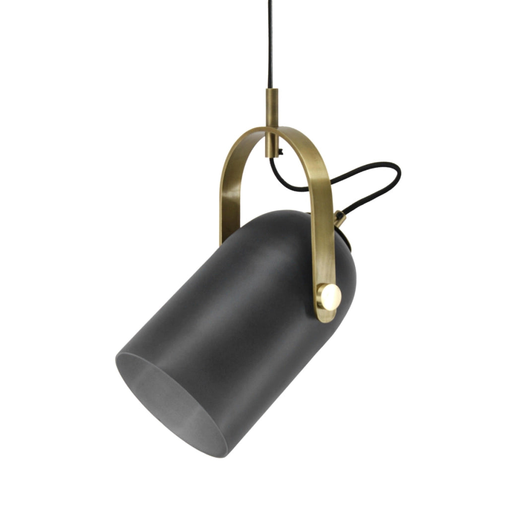 Lampada a sospensione Candace in vetro e metallo nero
