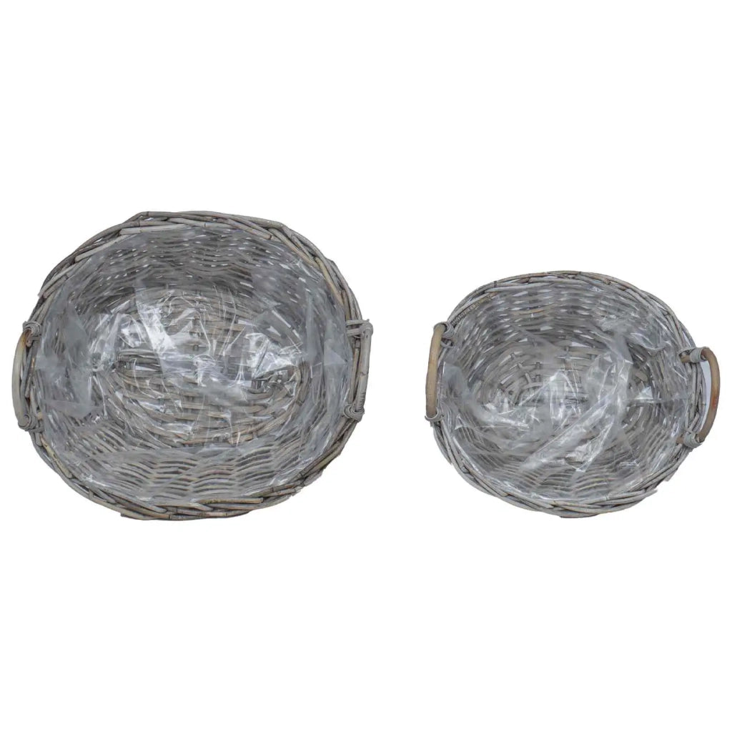 Cesto per Piante con archiviazione 2 pcs Grigio Rattan Lacak 42020963