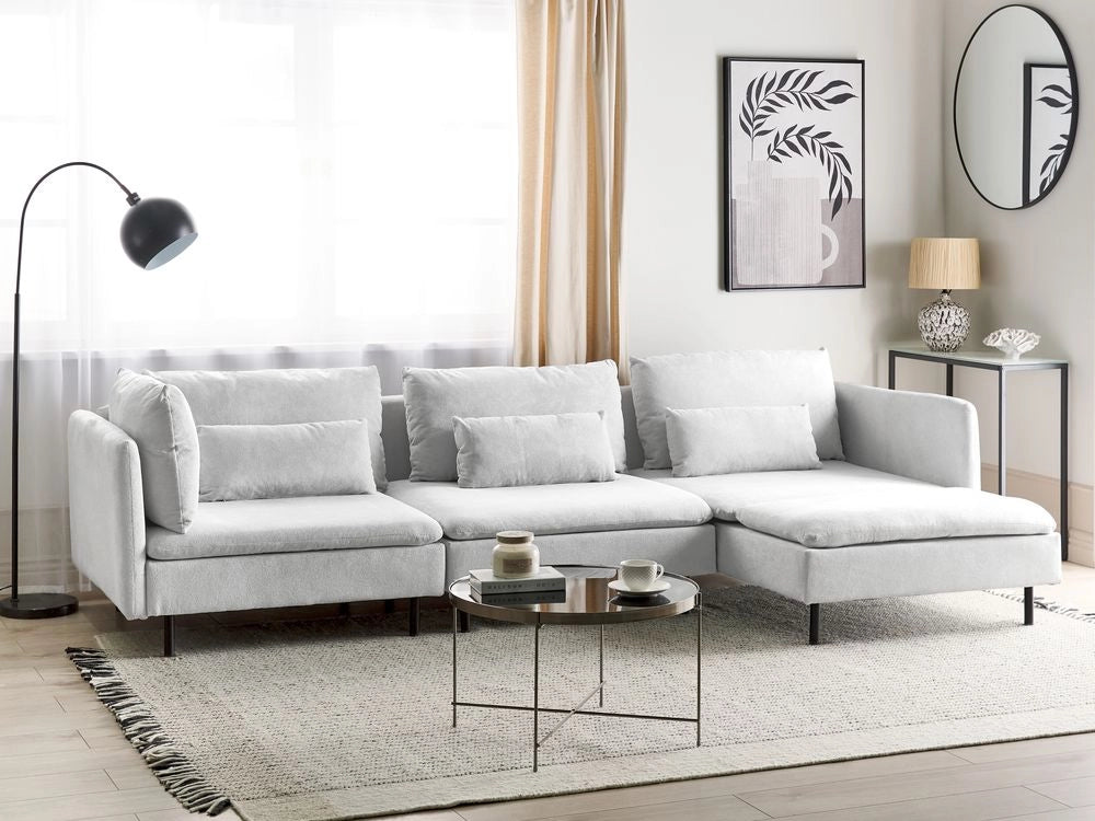 Divano modulare ad angolo sinistro Divano componibile a 3 posti in velluto a coste beige chiaro Soggiorno di design moderno