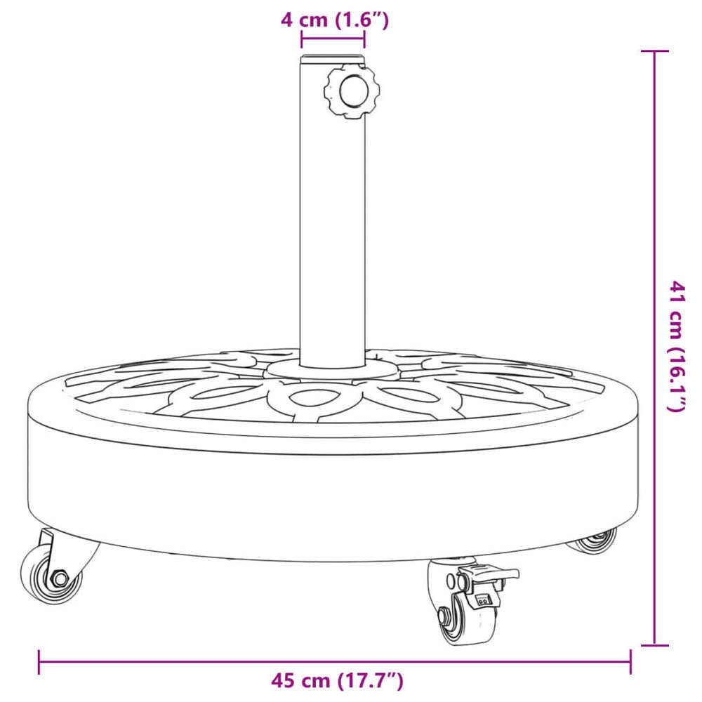 Parasol Base With Wheels For 38/48 Mm Pole, 27 Kg, Round